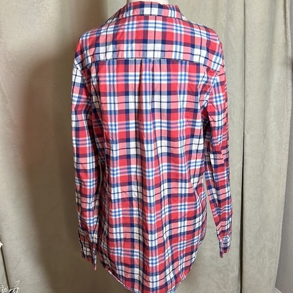 LL Bean Red, Blue, and White Plaid Button Down - Picture 2 of 5